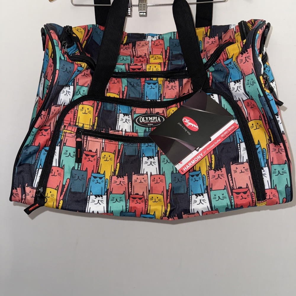 Olympia Harmony 21" Printed Carry On Duffel‎ Bag Travel Luggage NEW Cat Lovers